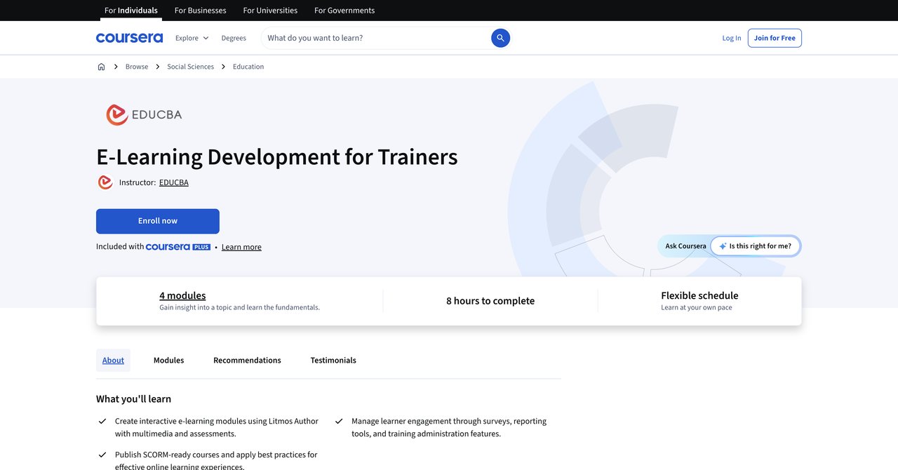 E-Learning Development for Trainers - Coursera