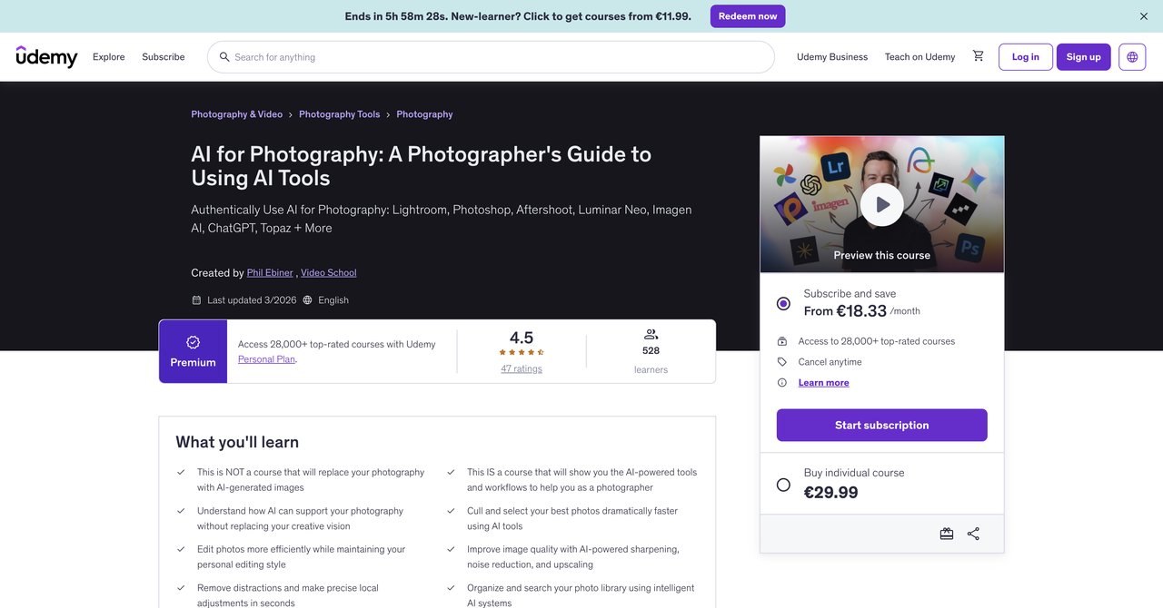 AI for Photography by Udemy