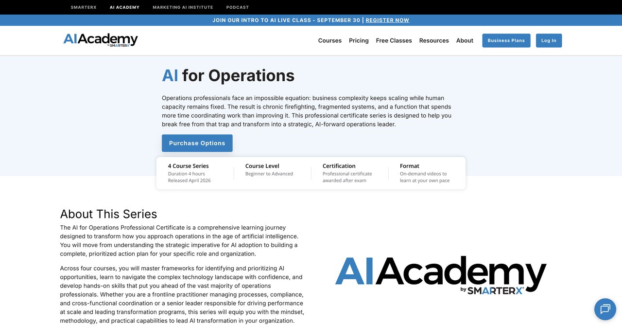AI Academy AI for Operations SmarterX