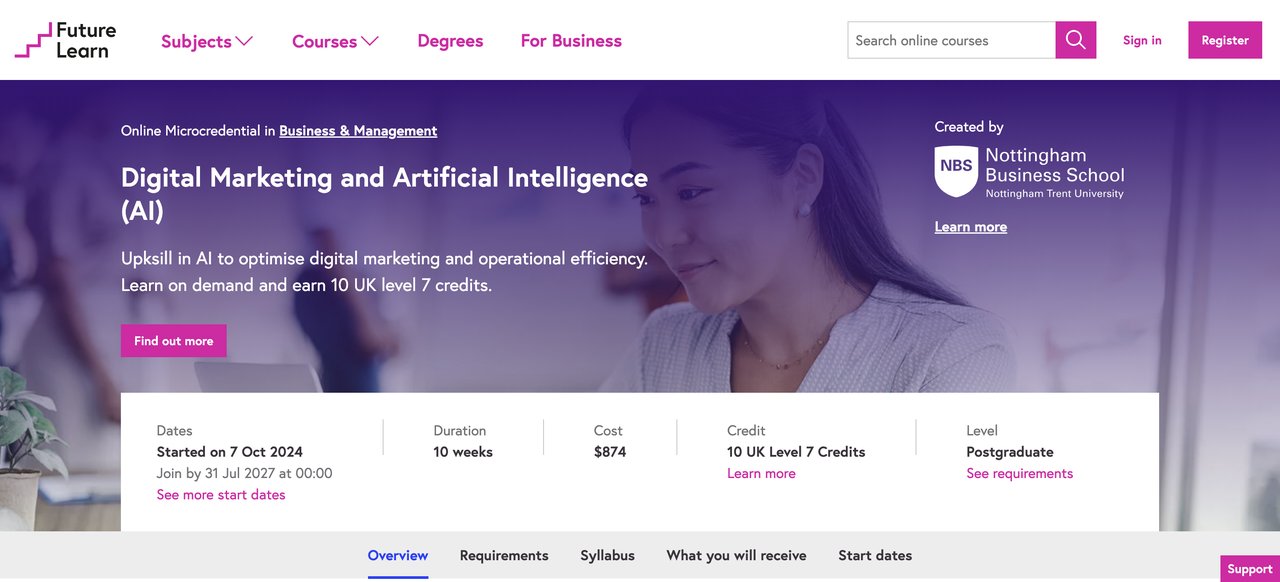 AI and Data Analytics for Marketing by FutureLearn