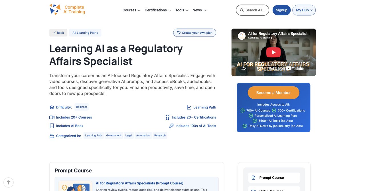 CompleteAI Training for Regulatory Affairs Specialists