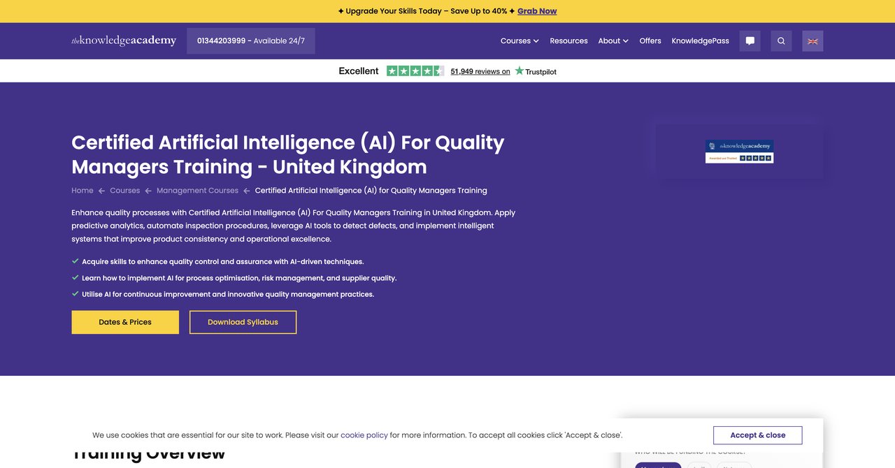Certified Artificial Intelligence (AI) for Quality Managers Training 