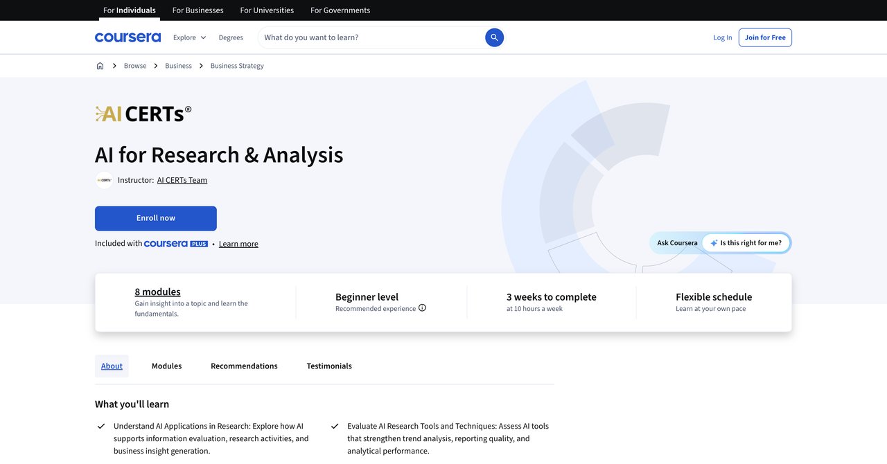 AI for Research and Analysis by Coursera