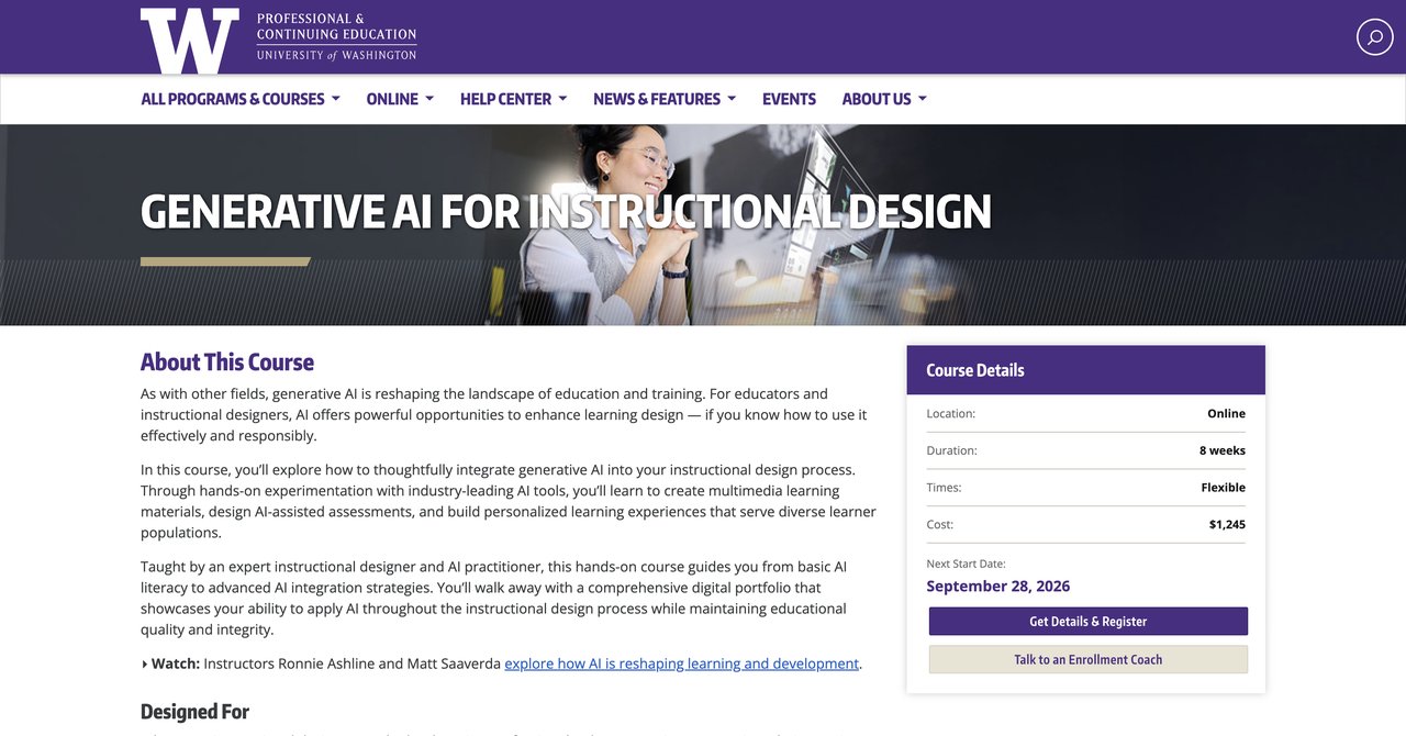 Generative AI for Instructional Design - University of Washington