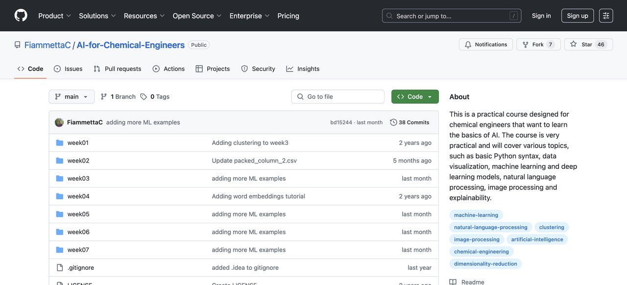 AI-for-Chemical-Engineers by GitHub