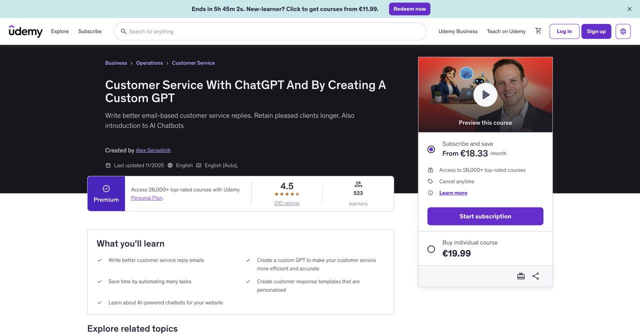 Udemy Customer Service with AI