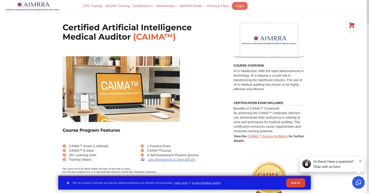CAIMA Certification by AIMRRA