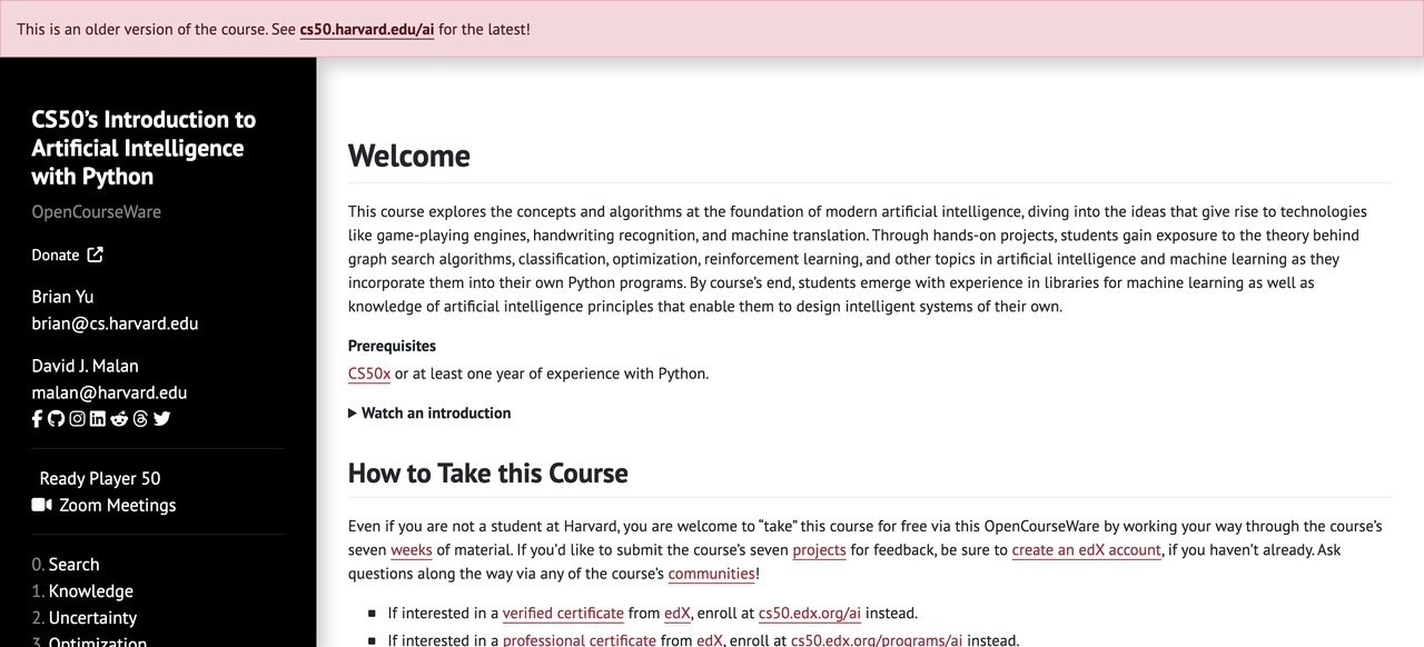 CS50’s Introduction to Artificial Intelligence with Python