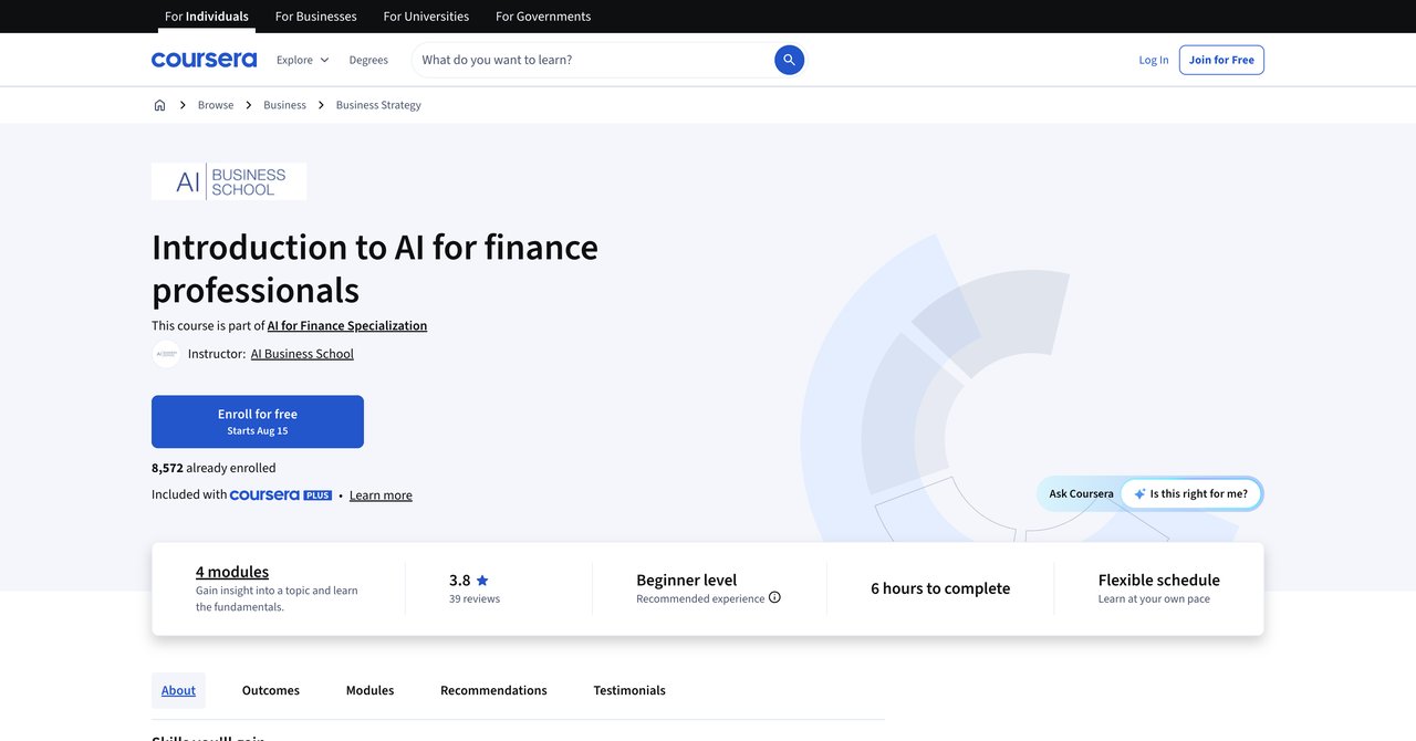 Introduction to AI for Finance Professionals