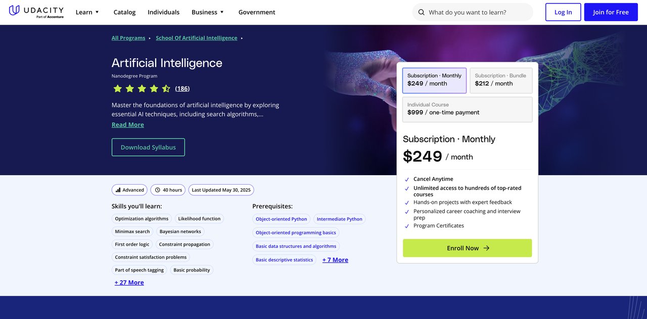 Artificial Intelligence Nanodegree Program by Udacity