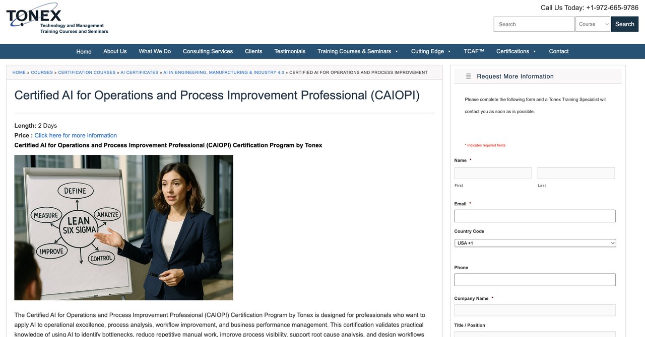 Certified AI for Operations and Process Improvement Professional