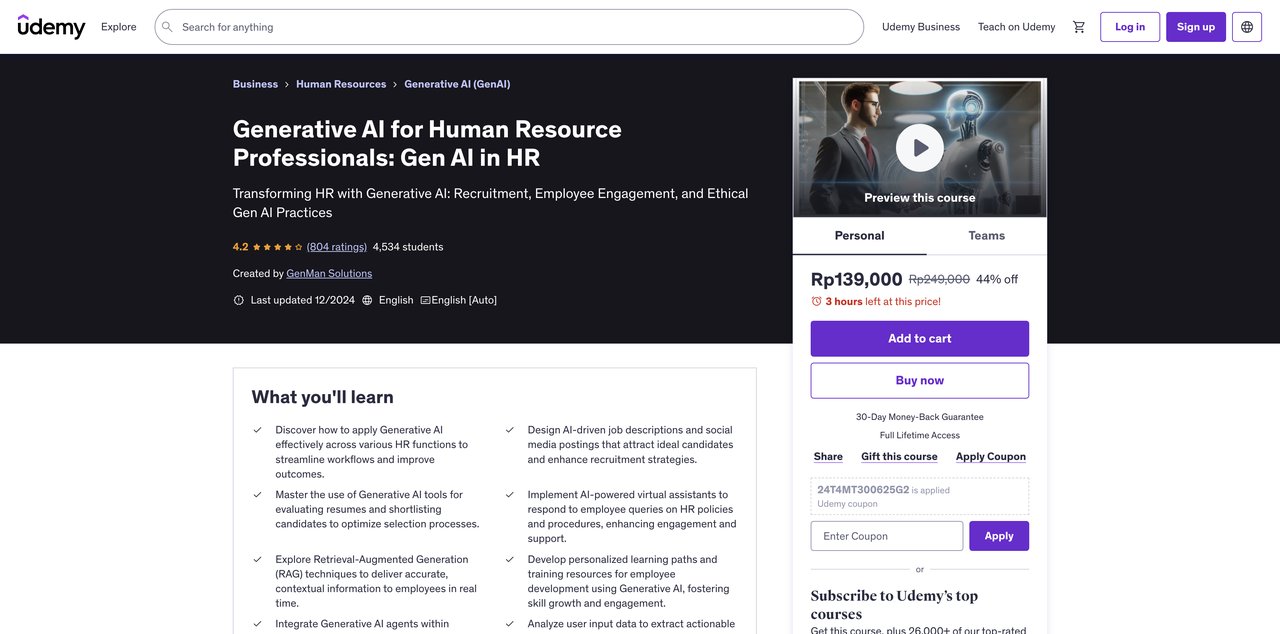 Generative AI for HR Professionals by Udemy