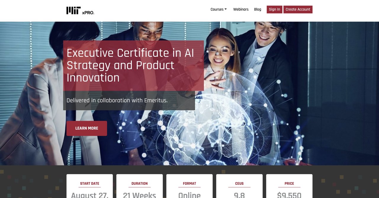 Executive Certificate in AI Strategy and Product Innovation by MIT xPRO