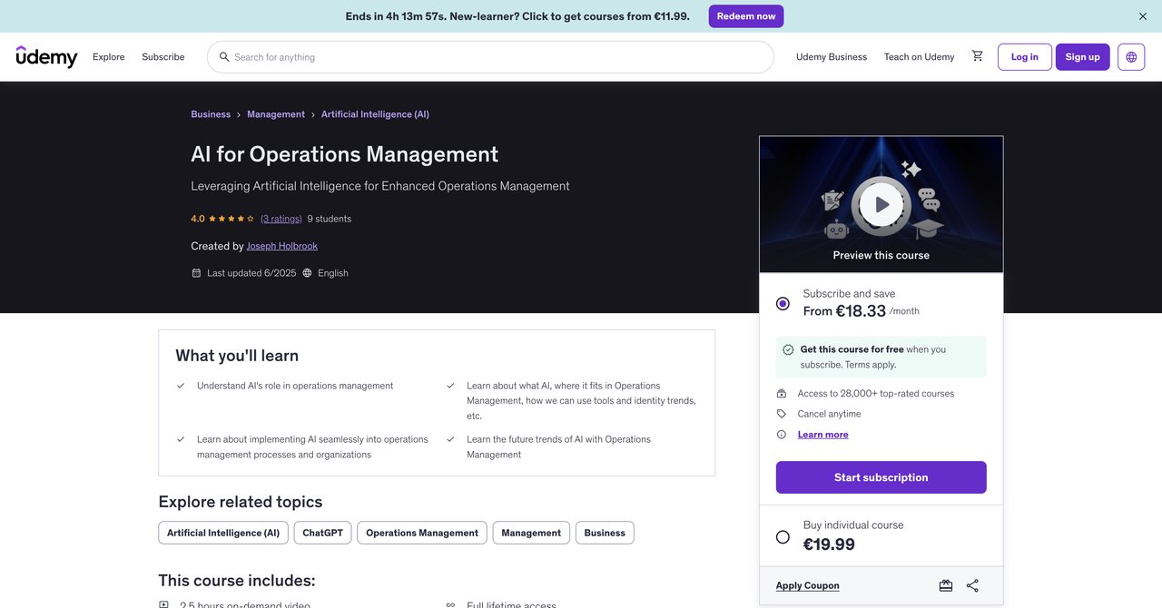 AI for Operations Management Udemy