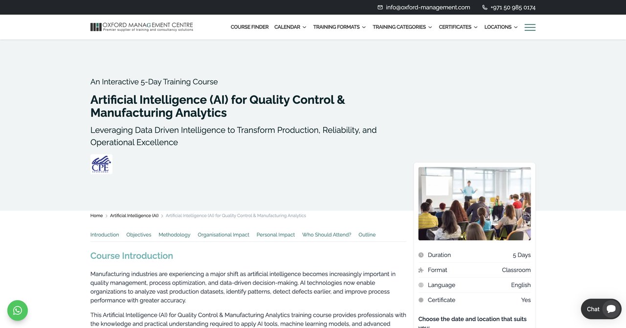 Artificial Intelligence (AI) for Quality Control & Manufacturing Analytics