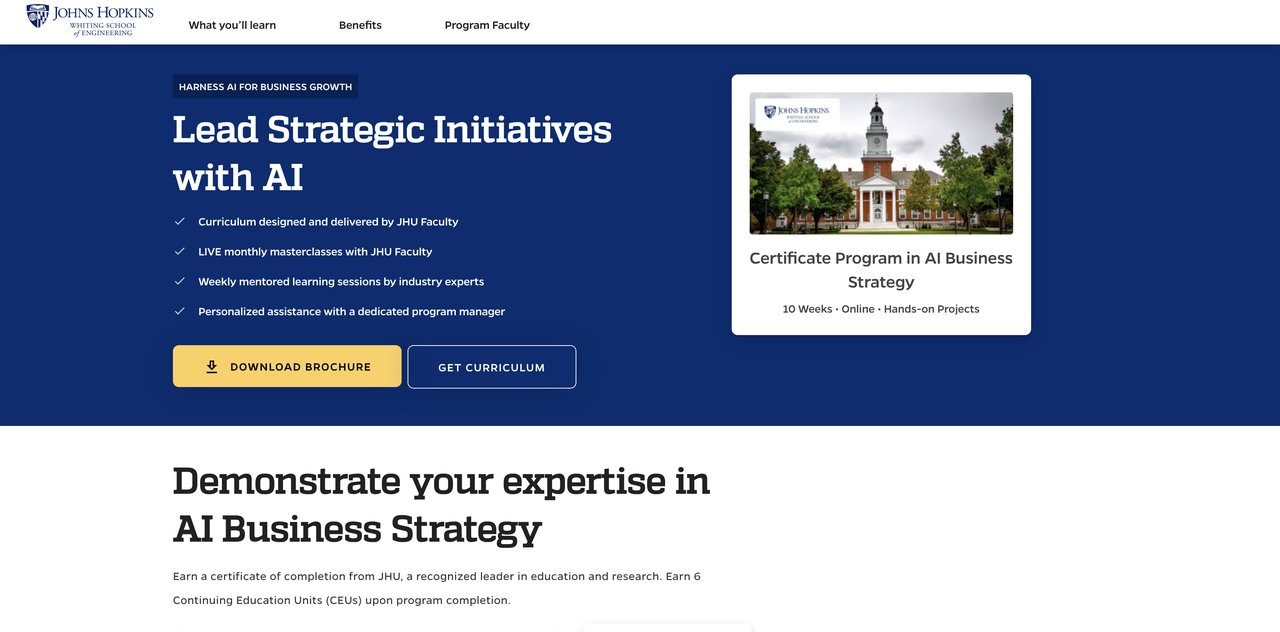 Certificate Program in AI Business Strategy by Johns Hopkins University