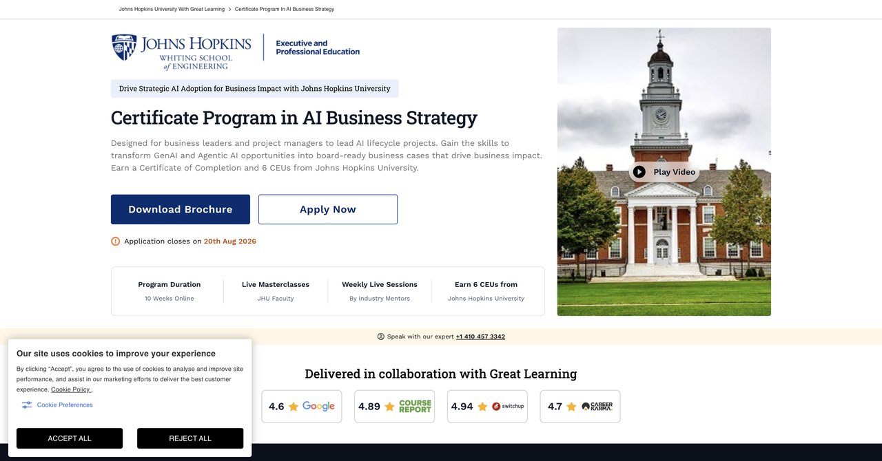 Johns Hopkins AI Business Strategy Certificate Program