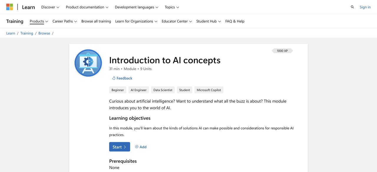 Fundamental AI Concepts by Microsoft Learn
