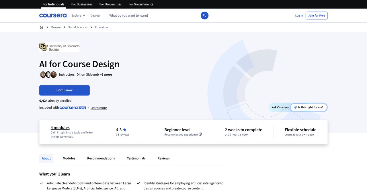 AI for Course Design - Coursera