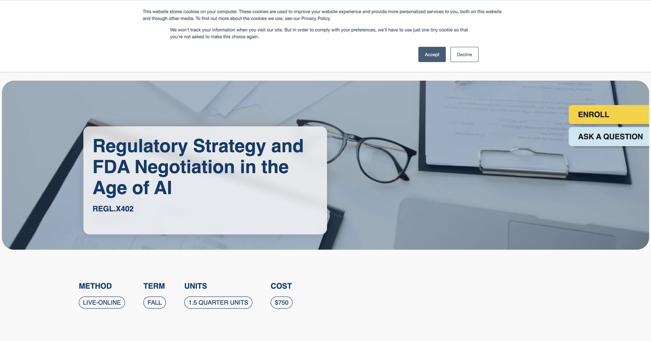 UCSC Regulatory Strategy and FDA Negotiation in the Age of AI