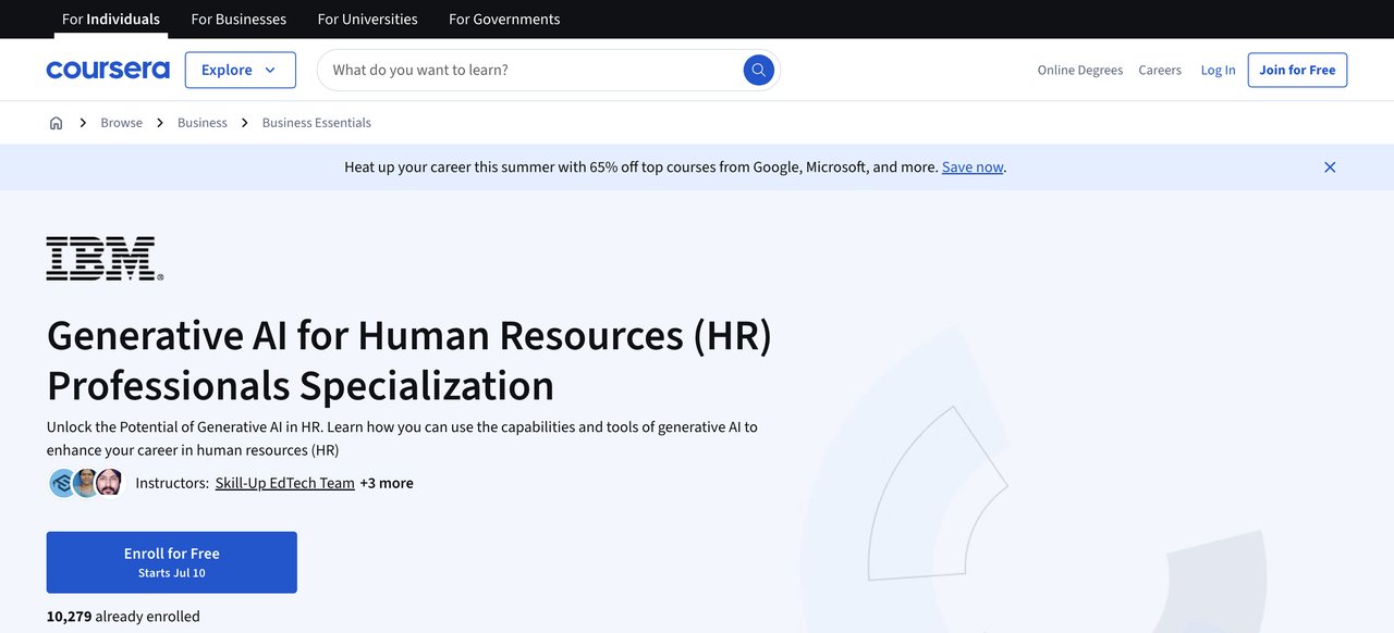 Generative AI for HR Professionals Specialization