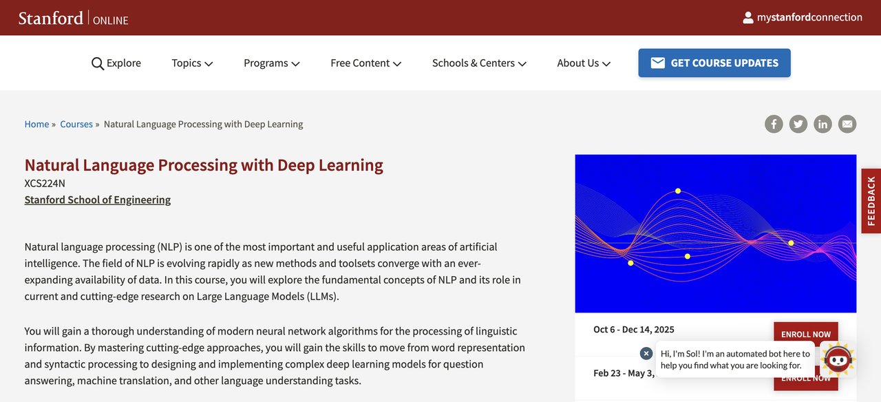 Natural Language Processing with Deep Learning by Stanford University