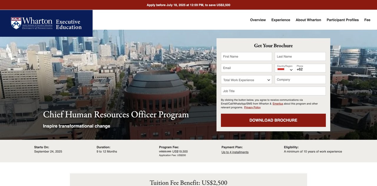 Chief Human Resources Officer Program by Wharton Executive Education