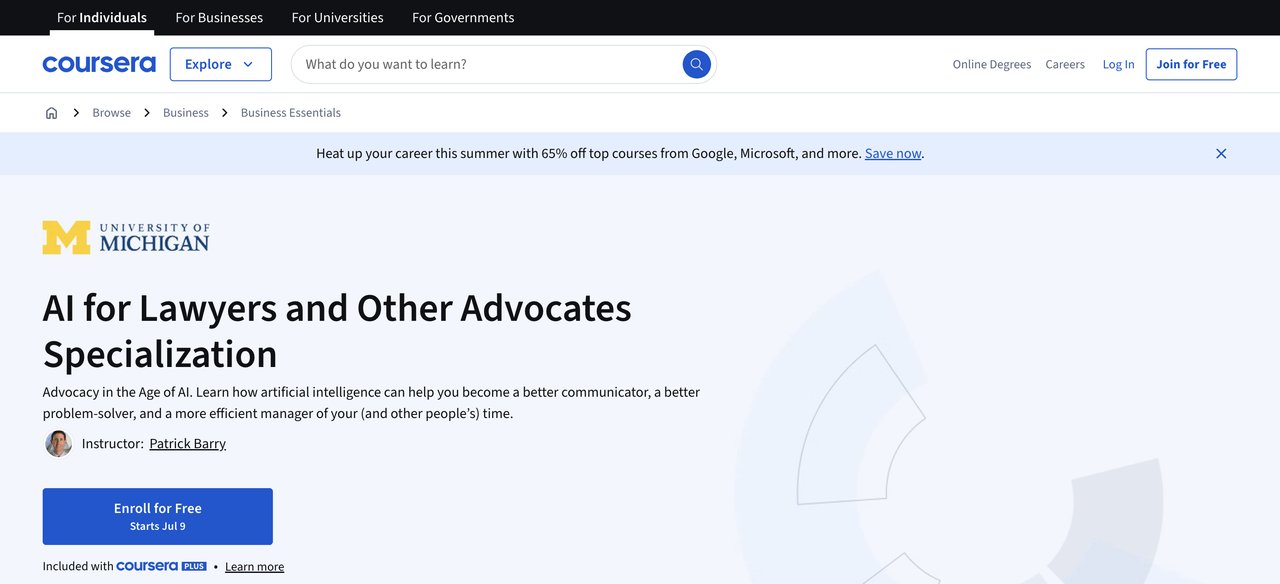 AI for Lawyers and Other Advocates Specialization