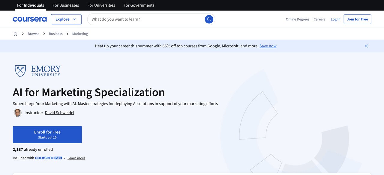 AI for Marketing Specialization