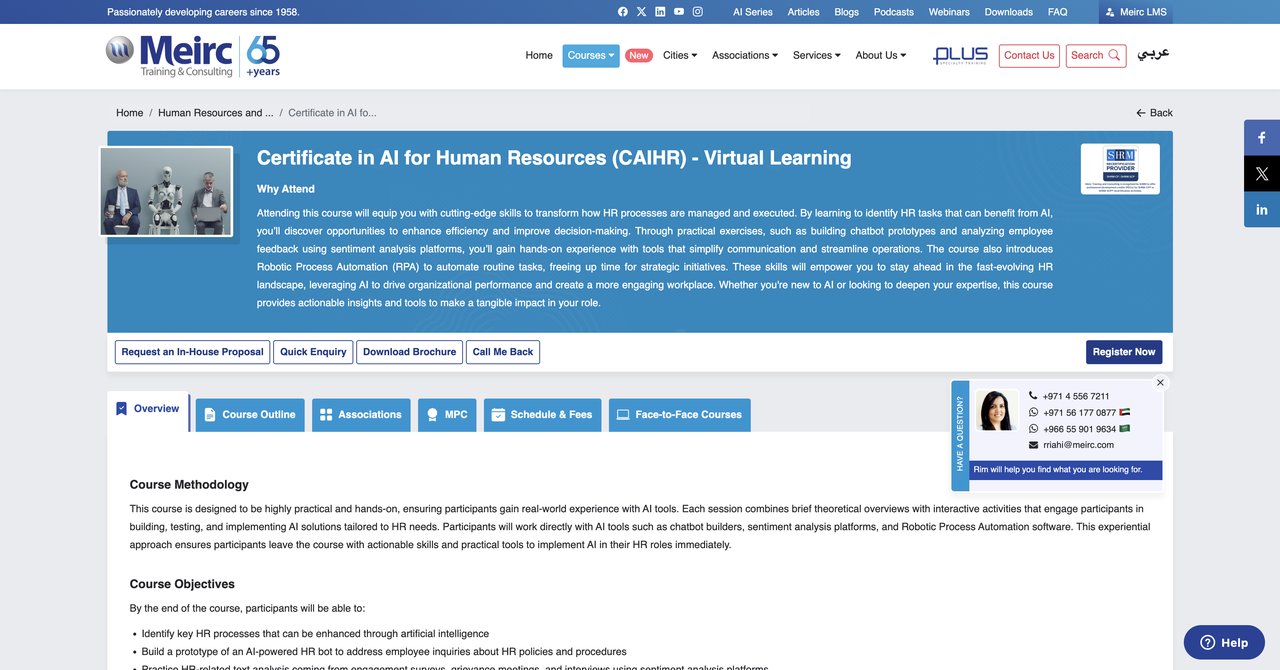 Certificate in AI for Human Resources by Meirc