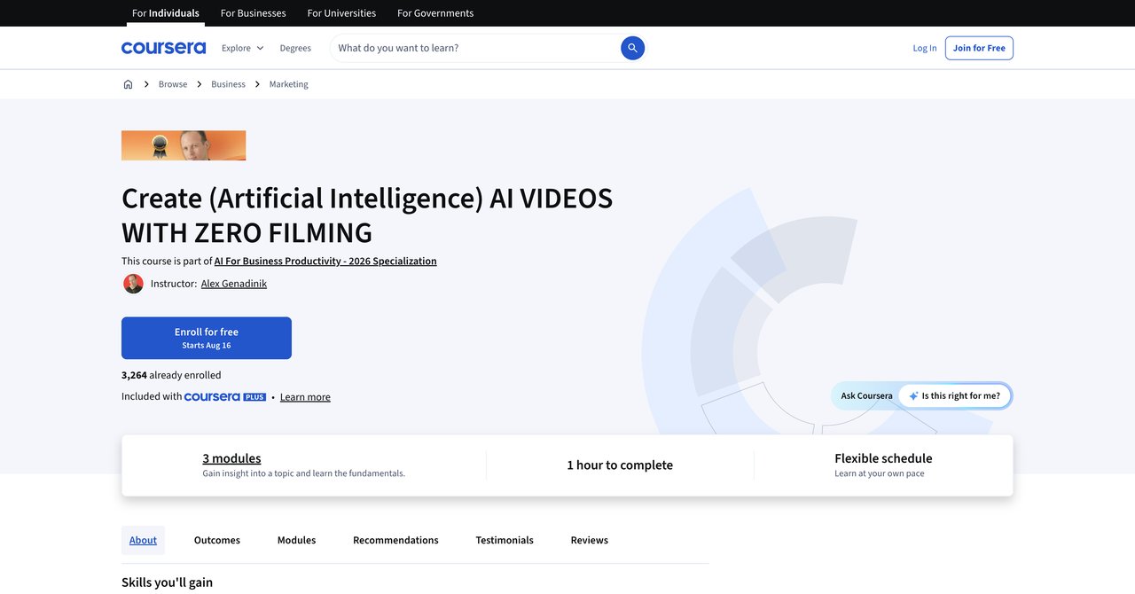 Create AI Videos with Zero Filming by Coursera
