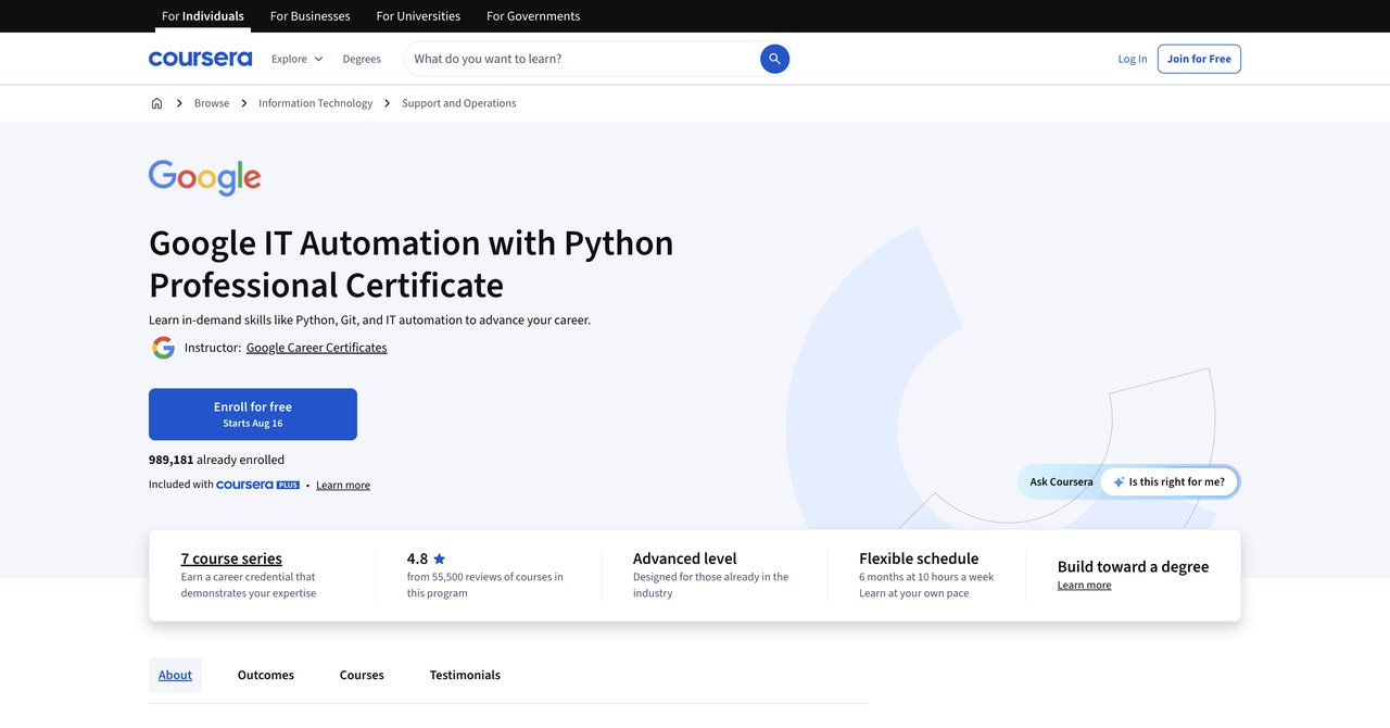 Google IT Automation with Python Professional Certificate