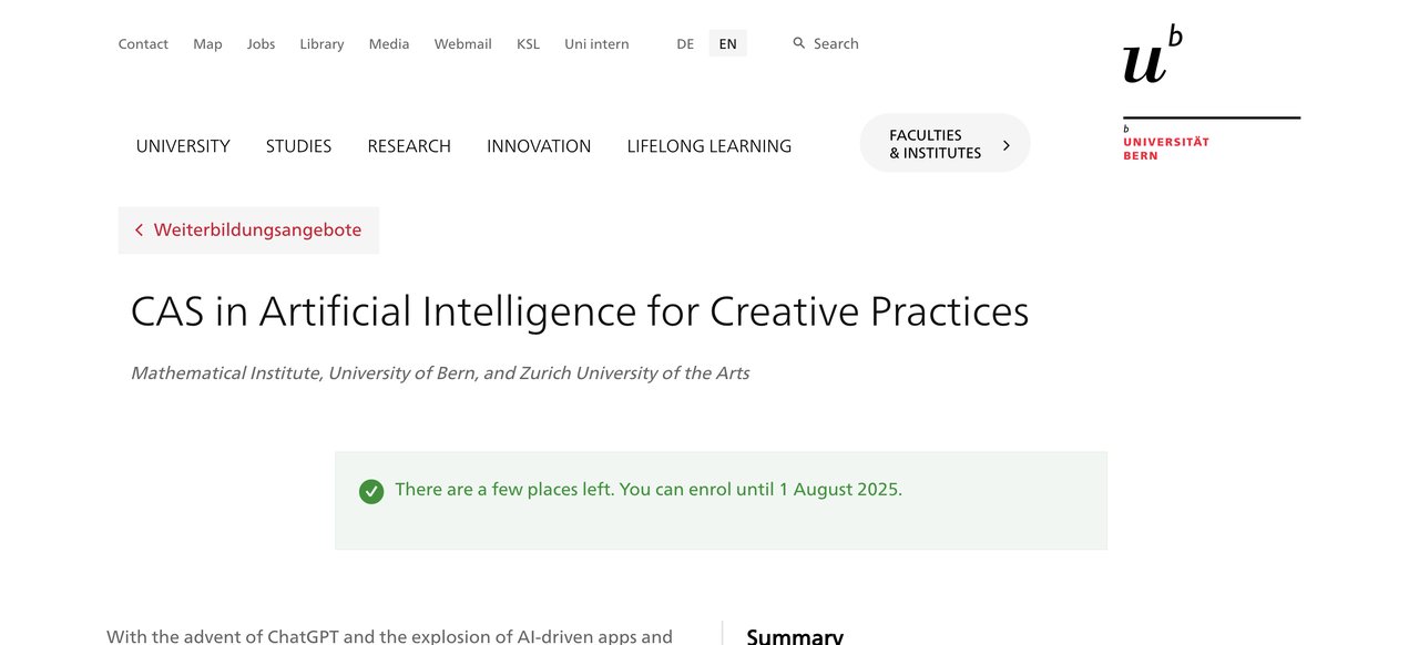 CAS in Artificial Intelligence for Creative Practices