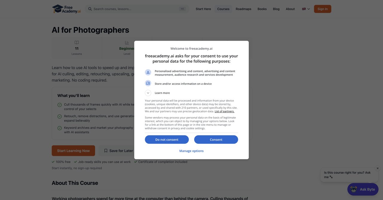 FreeAcademy AI for Photographers