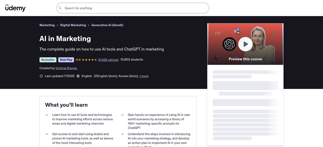 Udemy AI in Marketing