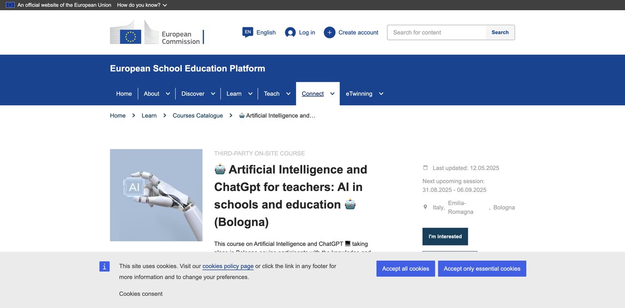 Artificial Intelligence and ChatGPT for Teachers: AI in Schools and Education (Bologna)