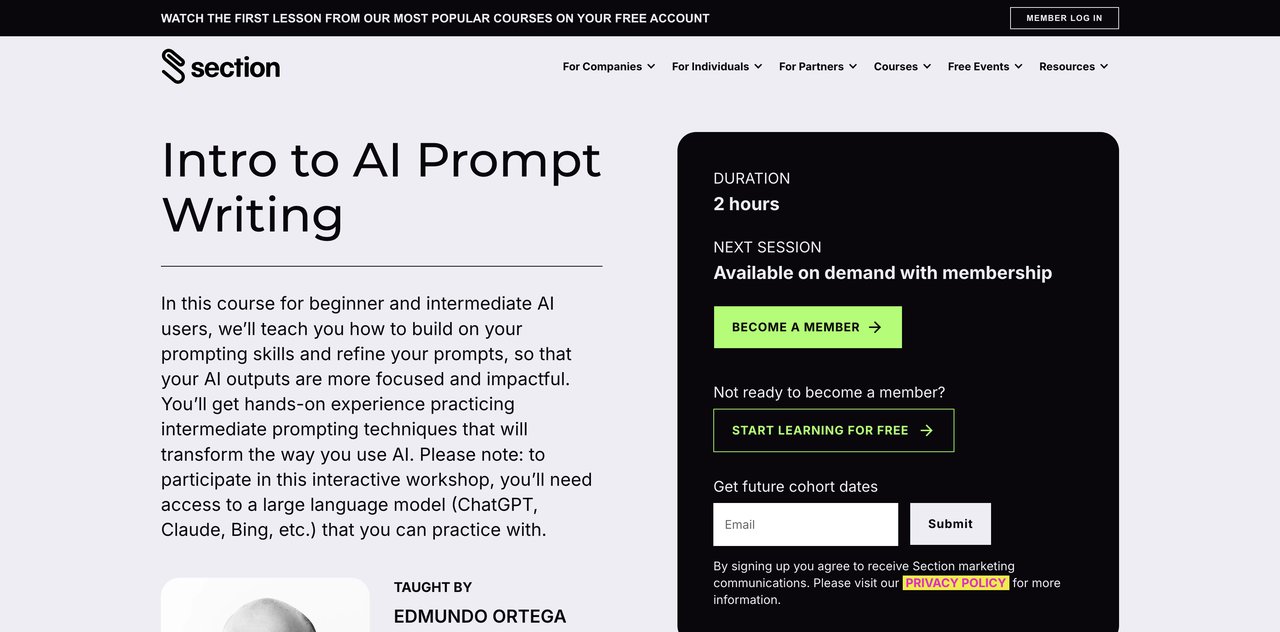 Intro to AI Prompt Writing by Section AI