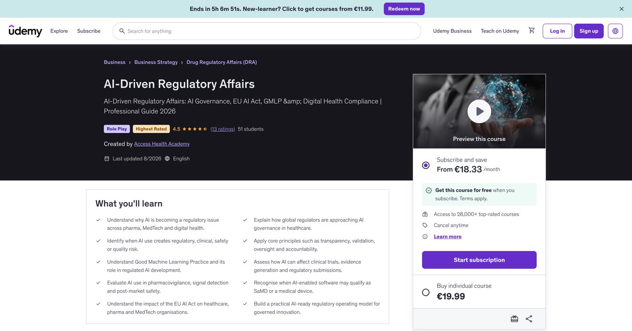 AI-Driven Regulatory Affairs Udemy