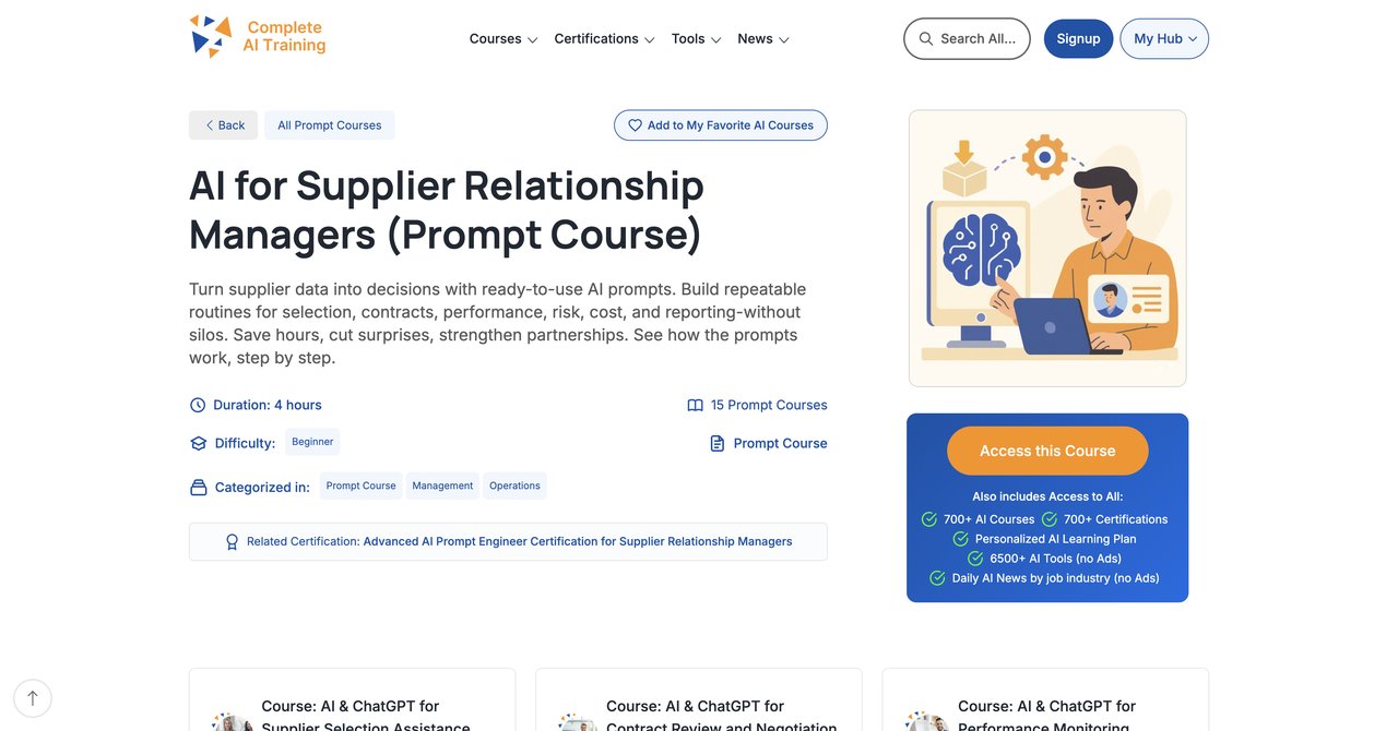 AI for Supplier Relationship Managers Prompt Course