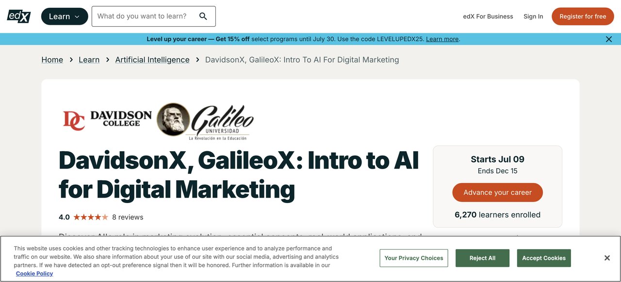 AI for Marketing Certificate by edX