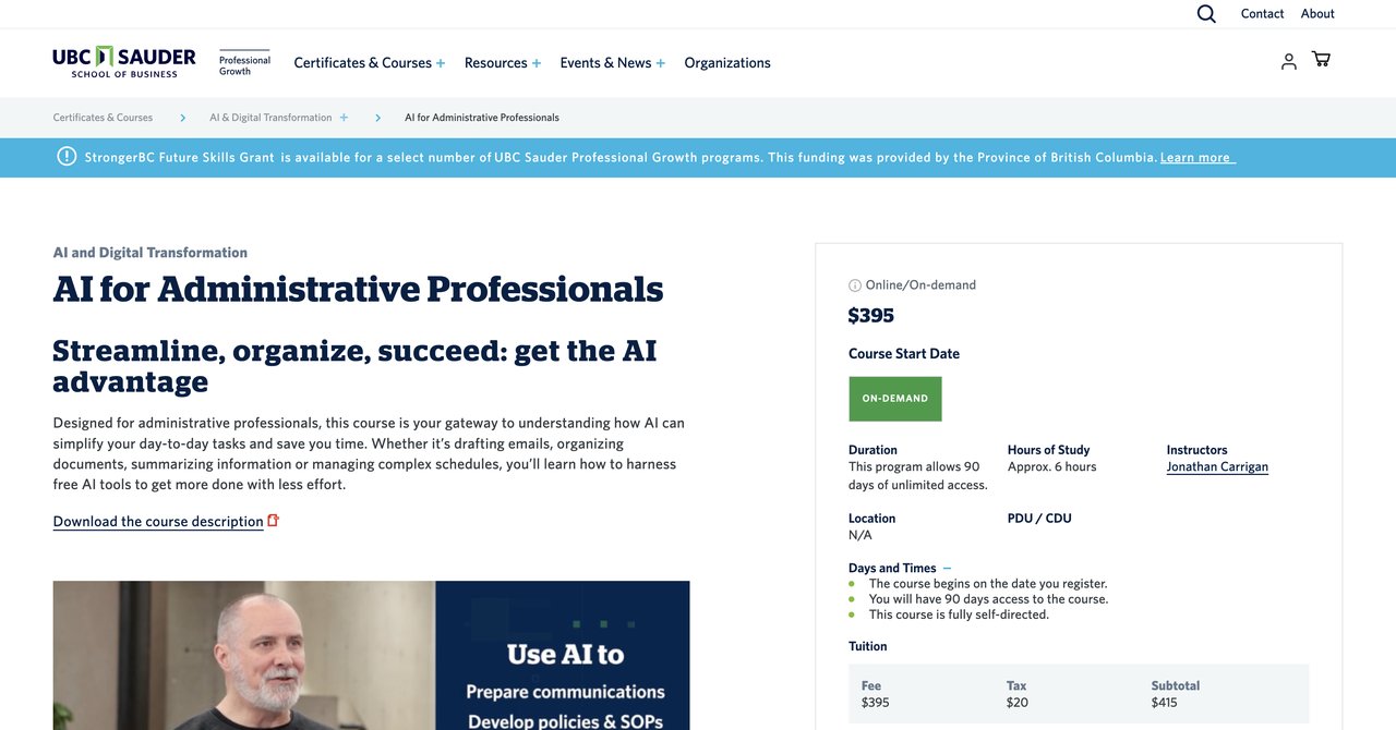 AI for Administrative Professionals by UBC Sauder
