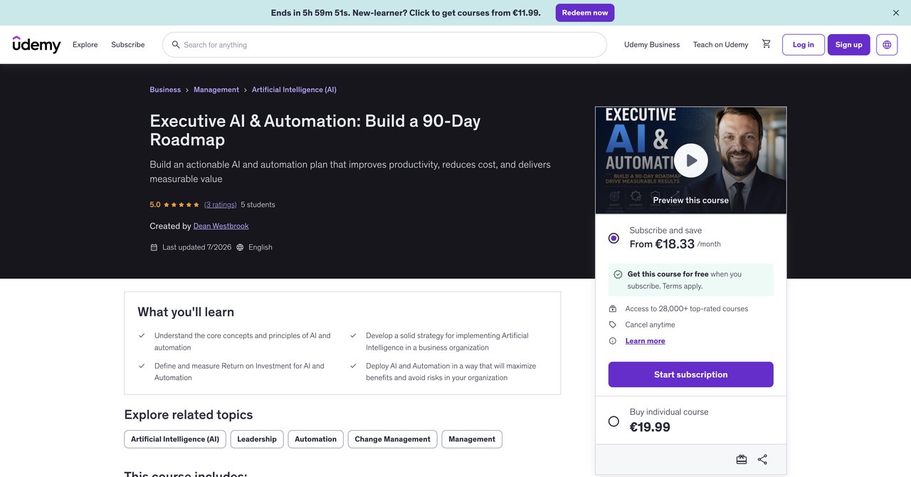 Udemy AI and Automation for Executives