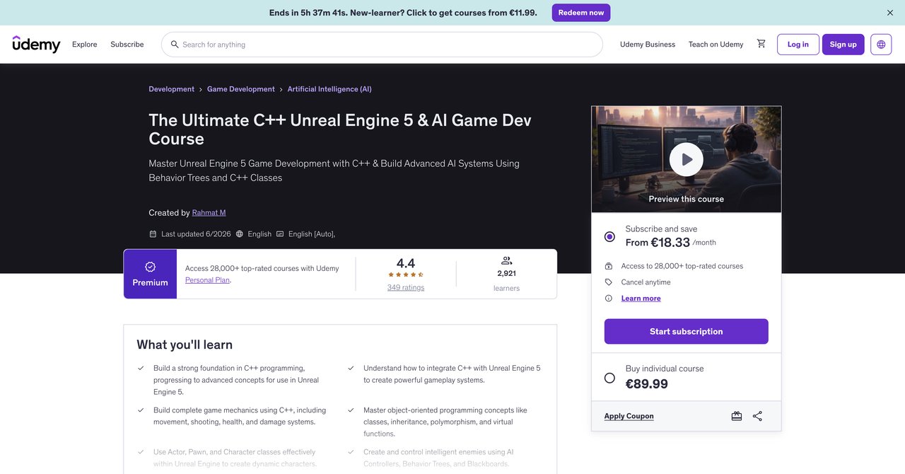 The Ultimate C++ Unreal Engine 5 & AI Game Dev Course