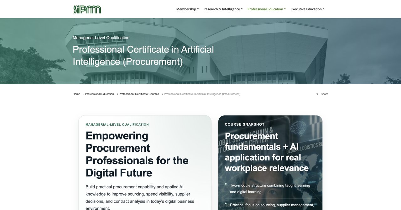 SIPMM Professional Certificate in AI Procurement