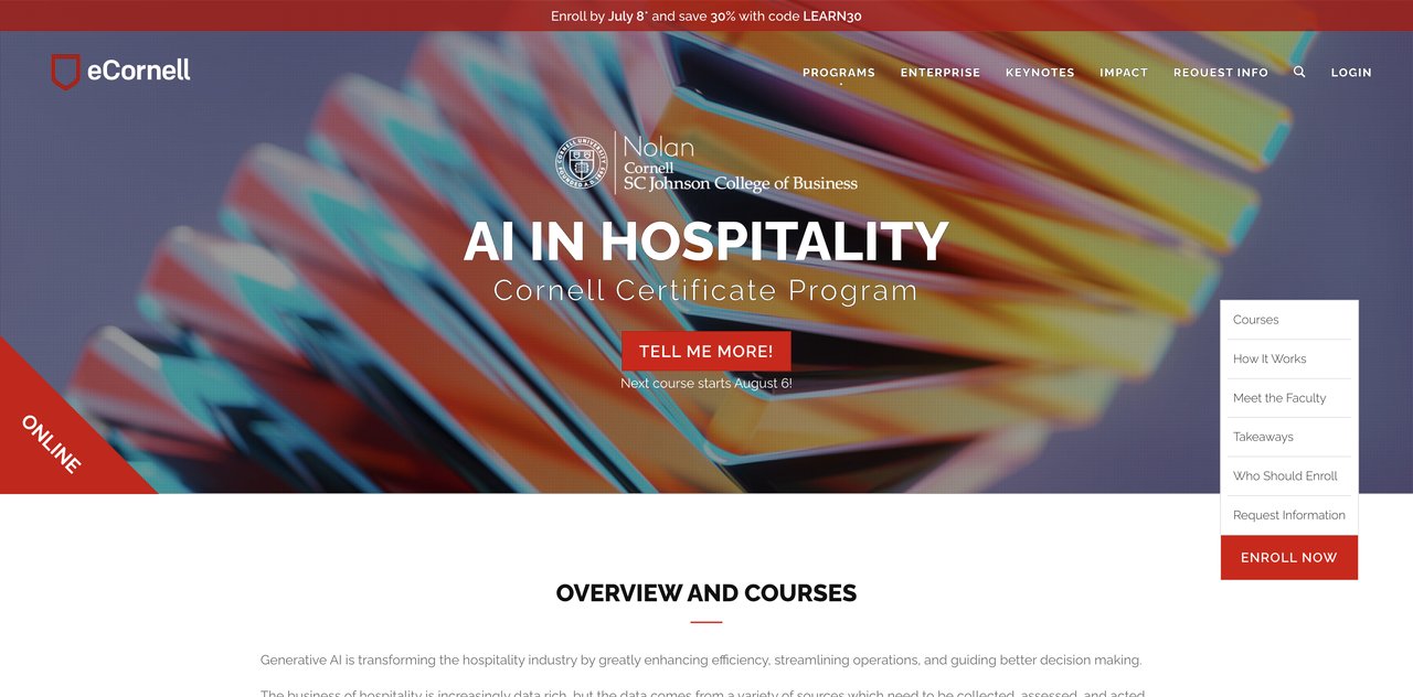 AI in Hospitality Certificate Program by eCornell