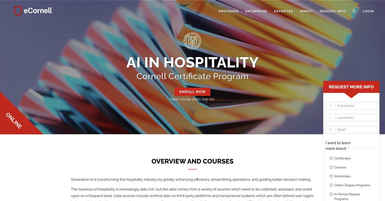 AI in Hospitality Certificate by Cornell