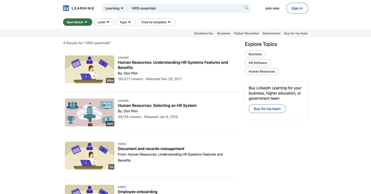 HRIS Essentials by LinkedIn