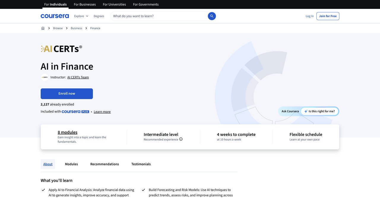 AI in Finance by Coursera