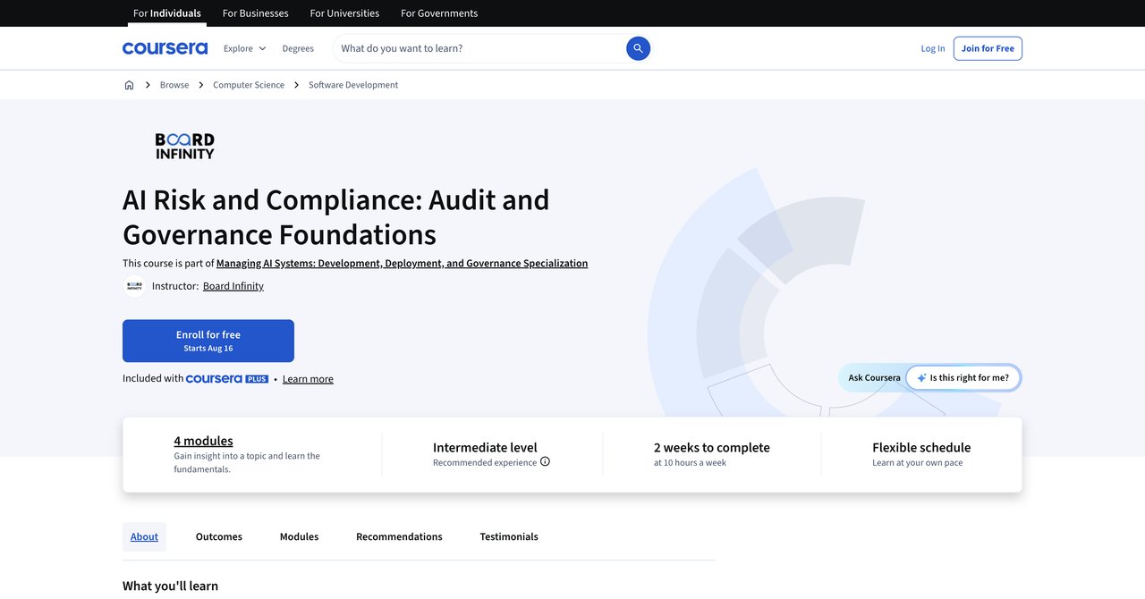 AI Risk and Compliance: Audit and Governance Foundations by Coursera