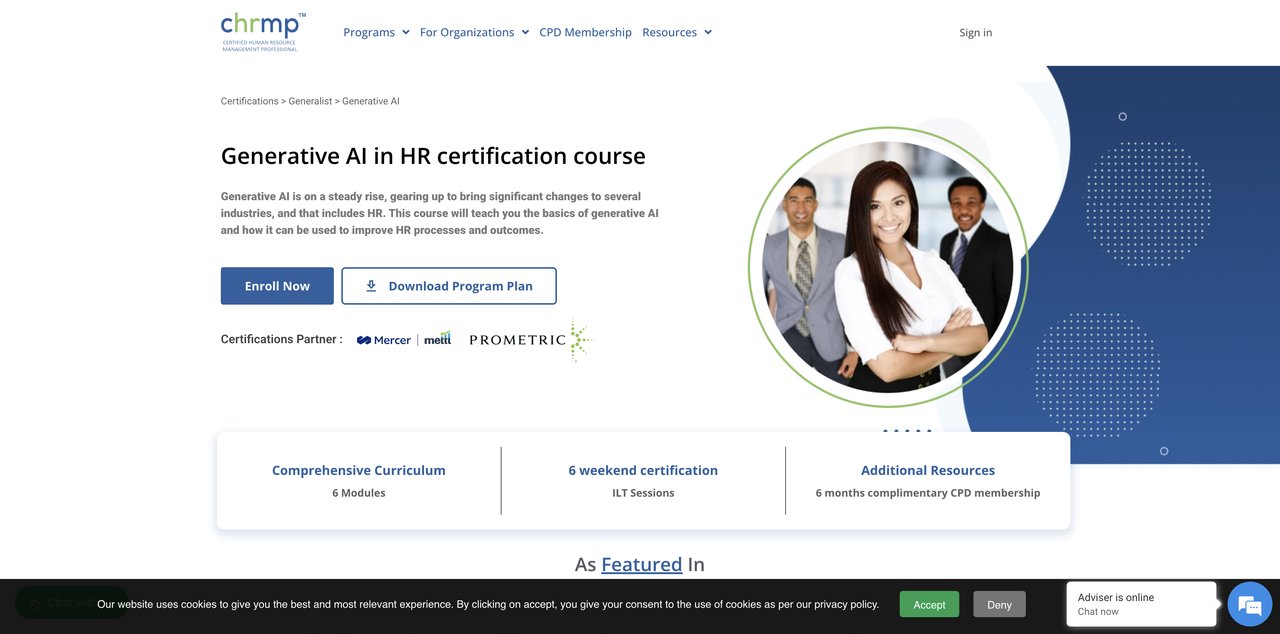 Generative AI in HR Certification by CHRMP